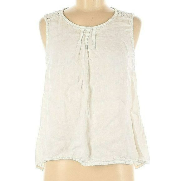 TERZO MILLENNIO White Linen Tailored Sleeveless Pullover Top Women's Size Medium - Picture 1 of 2